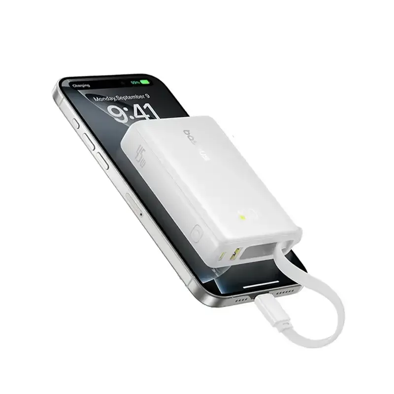 پاوربانک باسئوس مدل PicoGo 45W  سفید   ظرفیت 10000 میلی آمپر ساعت